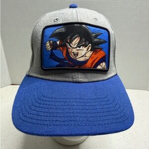Dragon Ball Z Goku Snapback Hat Grey Blue Anime Character Patch Cap